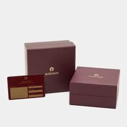 Pre Owned Aigner Logo Ceramic Silver Tone Cufflinks