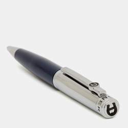Pre Owned Aigner Logo Enamel Resin Silver Tone Ballpoint Pen