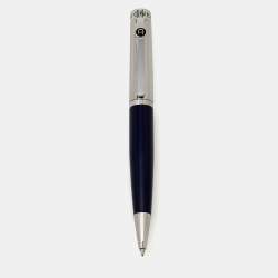 Pre Owned Aigner Logo Enamel Resin Silver Tone Ballpoint Pen