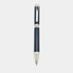 Pre Owned Aigner Blue Resin Silver Tone Ballpoint Pen