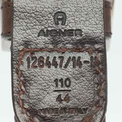 Pre Owned Aigner 110 cm Buckle Belt Brown Woven Leather