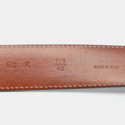 Pre Owned Aigner 105 cm Buckle Belt Beige Signature Coated Canvas