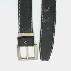 Pre Owned حزام أيغنر إبزيم جلد أسود 110 سم