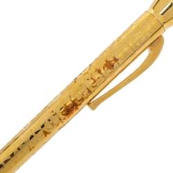 Pre Owned Aigner Textured Logo Gold Tone Ballpoint Pen