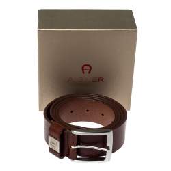 Pre Owned Aigner Brown Leather Etienne Casual Belt 110CM