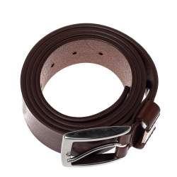Pre Owned Aigner Brown Leather Etienne Casual Belt 110CM
