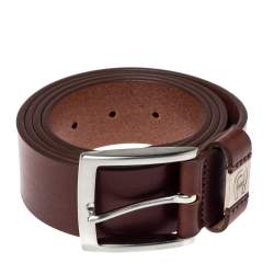 Pre Owned Aigner Brown Leather Etienne Casual Belt 110CM