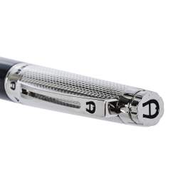 Pre Owned Aigner Logo Black Resin Textured Silver Tone Ballpoint Pen