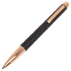 Pre Owned Aigner Black Logo Detail Gold Tone Ballpoint Pen