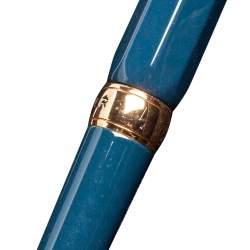 Pre Owned Aigner Navy Blue Resin Rose Gold Tone Textured Ballpoint Pen 