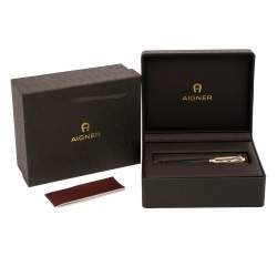 Pre Owned Aigner Black Logo Embossed Two Tone BallPoint Pen