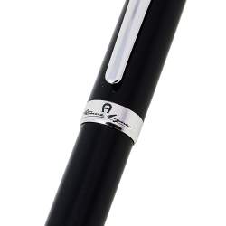 Pre Owned Aigner Black Resin Silver Tone Ballpoint Pen