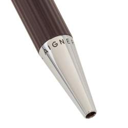 Pre Owned Aigner Brown Composite Crystal Detail Silver Tone Ballpoint Pen