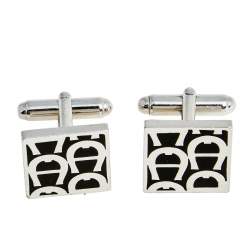 Aigner Black Enamel Logo Square Cufflinks