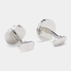 Aigner Silver Tone Round Logo Cufflinks