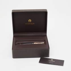 Pre Owned Etienne Aigner Black Resin Gold Tone Ballpoint Pen