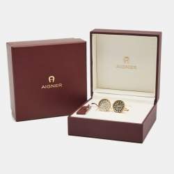 Aigner Glass Two Tone Toggle Cufflinks
