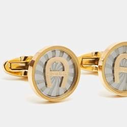 Aigner Glass Two Tone Toggle Cufflinks