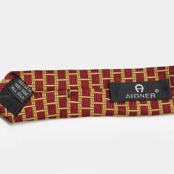 Aigner Red/Yellow Jacquard Silk Tie