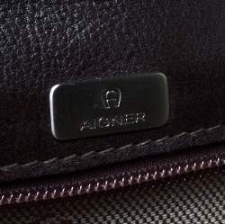 Aigner Dark Brown Leather Top Briefcase