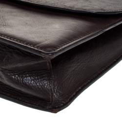 Aigner Dark Brown Leather Top Briefcase