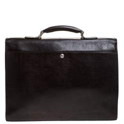 Aigner Dark Brown Leather Top Briefcase