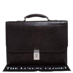 Aigner Dark Brown Leather Top Briefcase