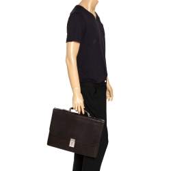 Aigner Dark Brown Leather Top Briefcase