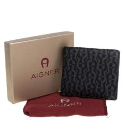 Aigner Black/Grey Monogram PVC Bifold Wallet