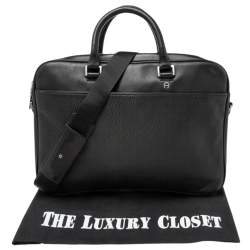 Aigner Black Textured Leather Laptop Bag