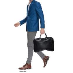 Aigner Black Textured Leather Laptop Bag