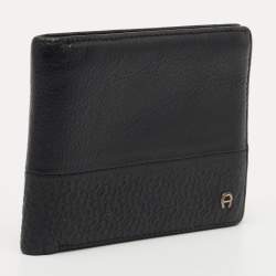 Pre Owned Aigner Black Leather Bifold Wallet