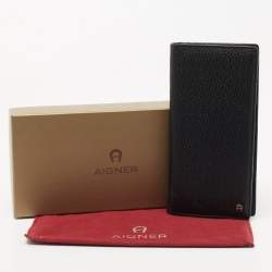 Aigner Black Leather Long Wallet