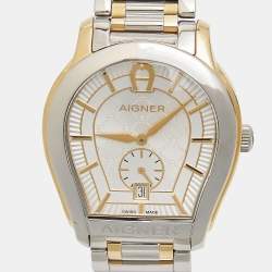 Aigner Silver Two Tone Stainless Steel Vicenza A111100 Men's Wristwatch 39 mm 
