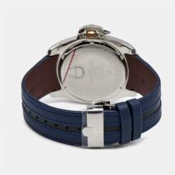 Aigner Blue Two Tone Stainless Steel Leather Lucca A18100 Men's Wristwatch 45 mm