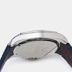 Aigner Blue Two Tone Stainless Steel Leather Lucca A18100 Men's Wristwatch 45 mm