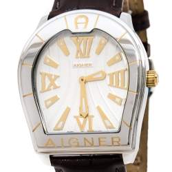 Pre Owned Aigner Silver Two-Tone Stainless Steel Verona A48000 Women's Wristwatch 39 mm
