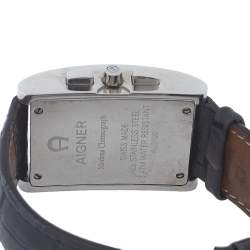 Pre Owned Aigner Silver Stainless Steel Modena Chronograph A03100 Men's Wristwatch 31MM