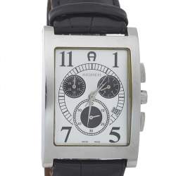 Pre Owned Aigner Silver Stainless Steel Modena Chronograph A03100 Men's Wristwatch 31MM