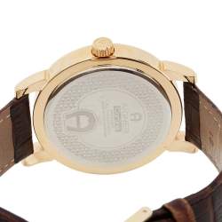 Aigner Silver Gold Plated Stainless Steel Leather Cortina A26000 Men's Wristwatch 42 mm