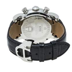Pre Owned Aigner Silver Stainless Steel & Leather Bari A37500 Men's Wristwatch 44 mm
