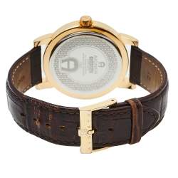 Pre Owned Aigner Silver Gold Tone Stainless Steel Leather Cortina A26000 Men's Wristwatch 42 mm