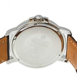 Pre Owned Aigner Silver Two-Tone Stainless Steel Leather Triento A09000 Men's Wristwatch 42 mm