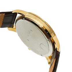 Pre Owned Aigner Brown Gold Tone Stainless Steel and Leather Murano A35100 Men's Wristwatch 40MM