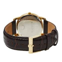Pre Owned Aigner Brown Gold Tone Stainless Steel and Leather Murano A35100 Men's Wristwatch 40MM
