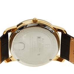 Pre Owned Aigner Brown Gold Tone Stainless Steel and Leather Murano A35100 Men's Wristwatch 40MM