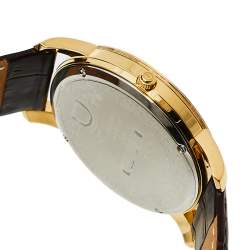 Pre Owned Aigner Brown Gold Tone Stainless Steel and Leather Murano A35100 Men's Wristwatch 40MM