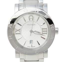 مملوكة مسبقًا Aigner Silver Stainless Steel Cortina A26000 Men's Wristwatch 41 mm