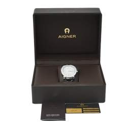 مملوكة مسبقًا Aigner Silver Stainless Steel Cortina A26000 Men's Wristwatch 41 mm
