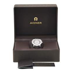 Pre Owned Aigner Brown Stainless Steel Leather Cortina A26002 Men's Wristwatch 41 mm